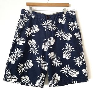 Izod Mens 36 Pineapple Chino Shorts Navy Blue